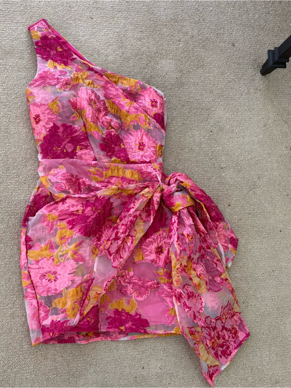 Showpo Hot Pink Floral Trim Dress